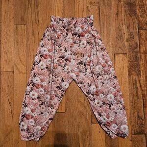 Toddler Girl Size 2T Pink Soft Floral Sweatpants Leggings Stretchy Cottagecore